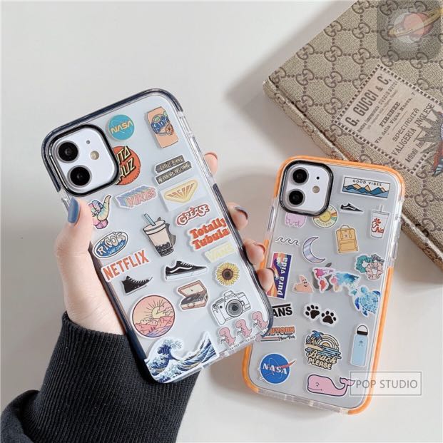 IPHONE CASINGS: CARTOON STICKERS LABEL BRANDED CLEAR CASE