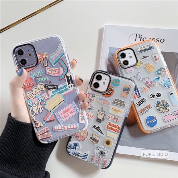 IPHONE CASINGS: CARTOON STICKERS LABEL BRANDED CLEAR CASE