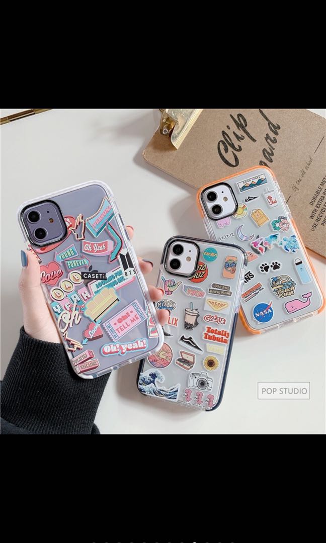 IPHONE CASINGS: CARTOON STICKERS LABEL BRANDED CLEAR CASE