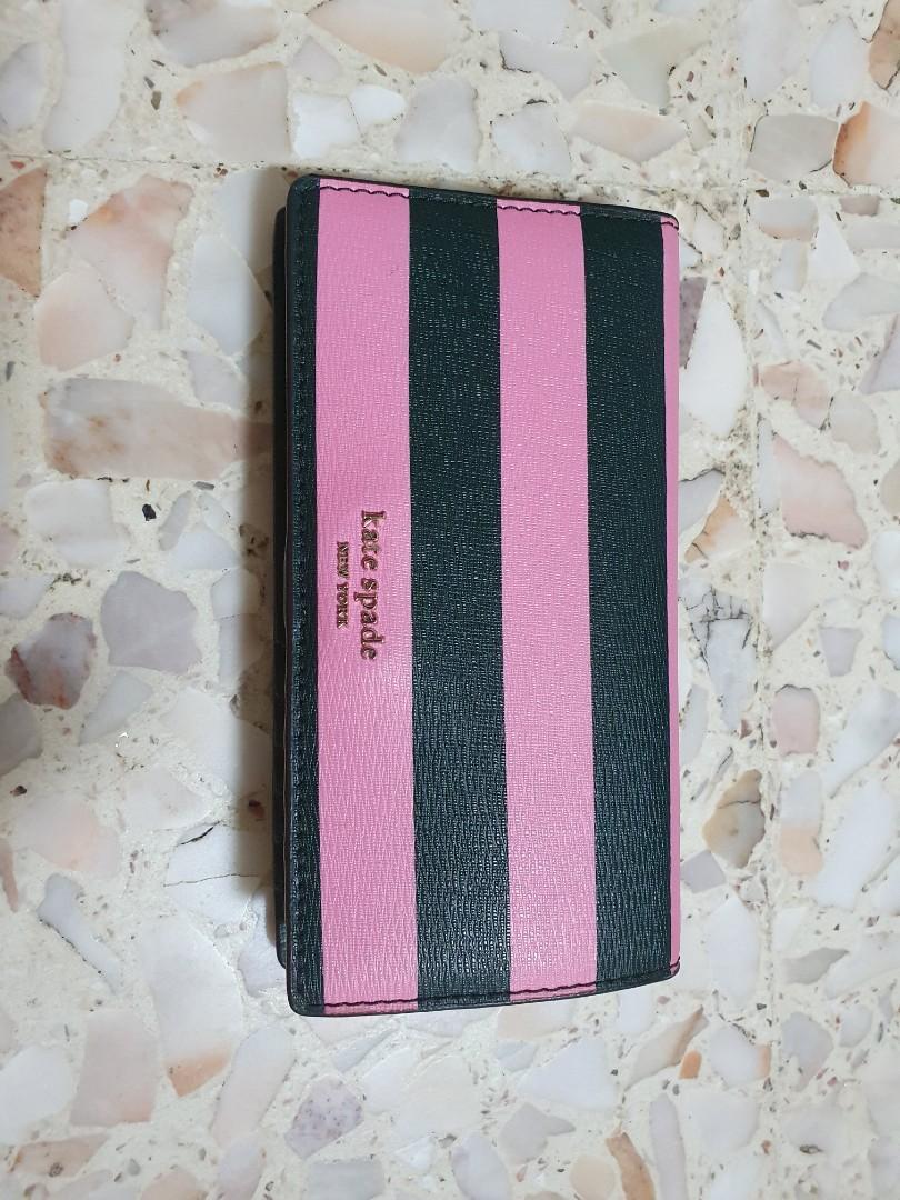 Kate Spade Striped Pink and black wallet, Women's Fashion, Bags & Wallets,  Wallets & Card Holders on Carousell