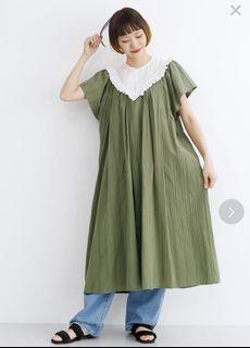 日本Merlot 荷葉邊喇叭袖連衣裙