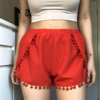 Red Chiffon Shorts