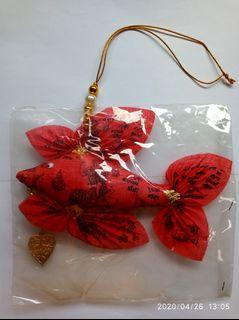 Red Wealth Fetching Fish with Gold Foils (Made from Nang Kwak Phayant) Brand New in Package