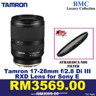 Tamron 17-28mm f/2.8 Di III RXD Lens (Sony E mount) With Athabasca ND8 67mm Filter Ready Stock