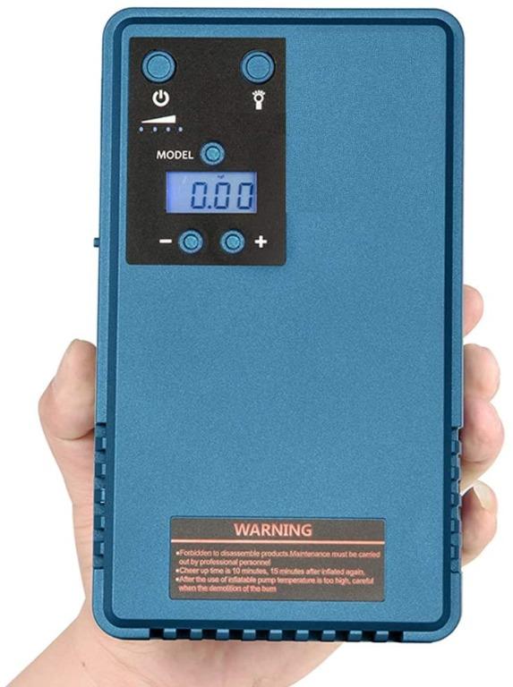digital tire pressure gauge and lighting lamp Explore Warriors Portable multi-function wireless air compressor with 12V mobile power supply peak current is 800A battery capacity is 15000MA 