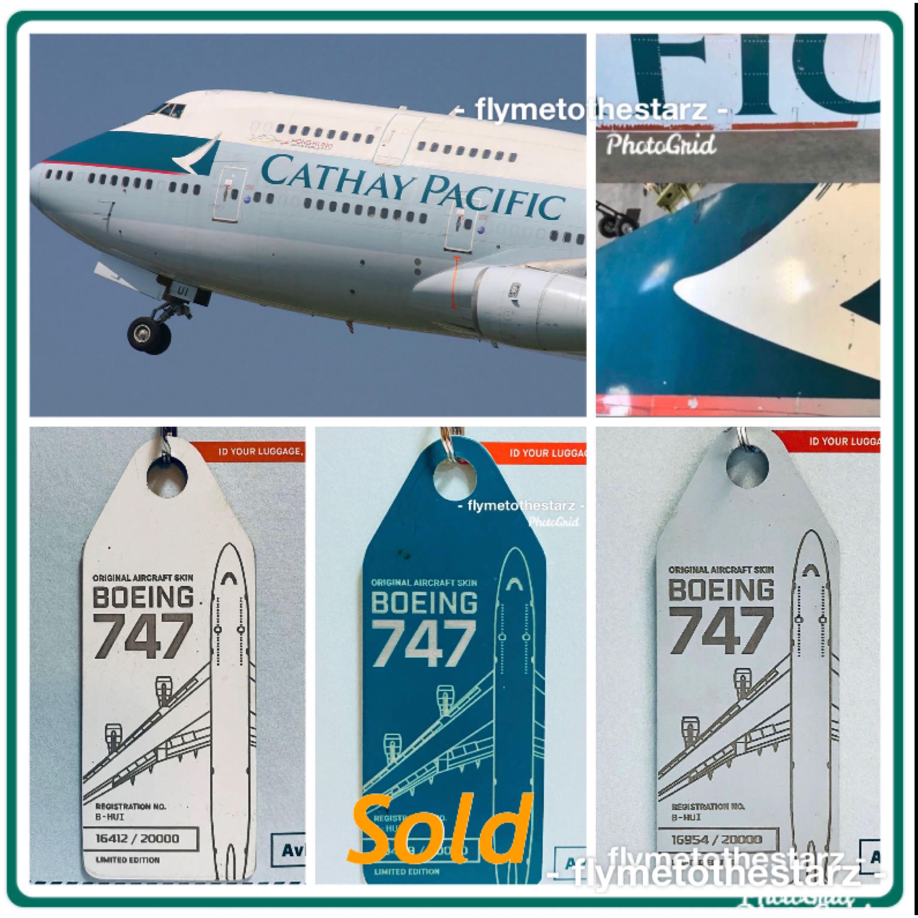 ✈️ 國泰航空退役波音747-400 (B-HUI)飛機外殼鎖匙牌/ Cathay Pacific 