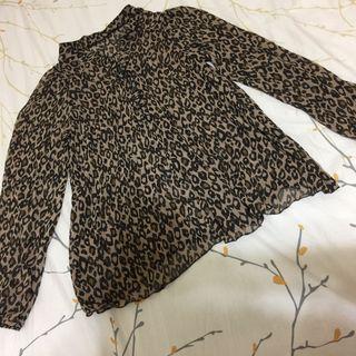 雪紡豹紋微開襟上衣🐆 #媽媽古著