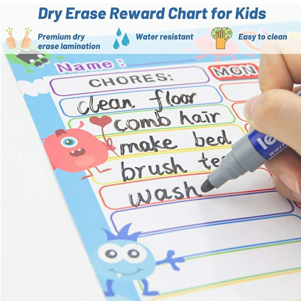 (PO) BN 8-Pack Chore Chart for Kids Dry Erase Responsibility & Reward ...