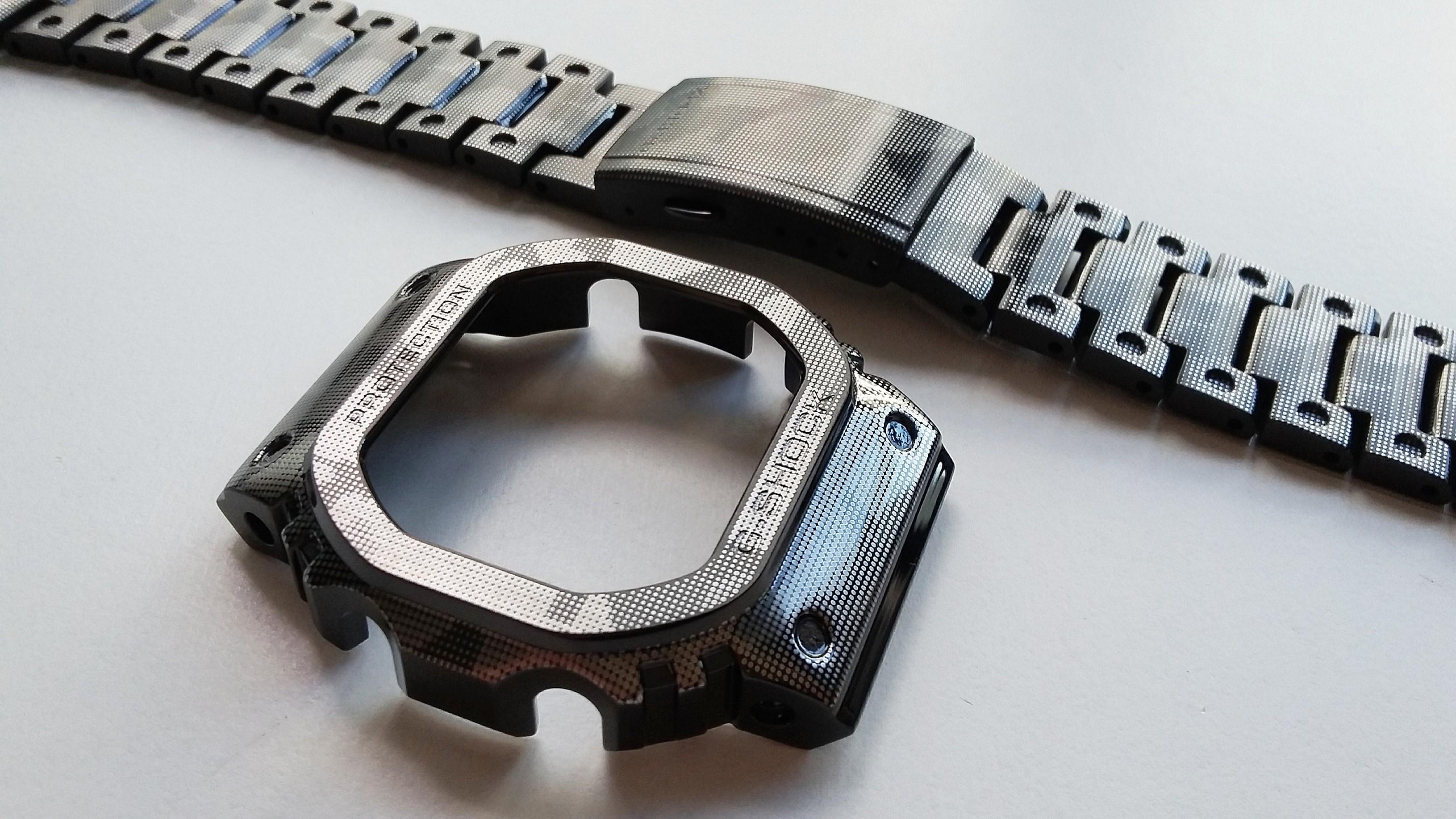316L STAINLESS STEEL CAMOUFLAGE WATCH CASE BRACELET W MILLED