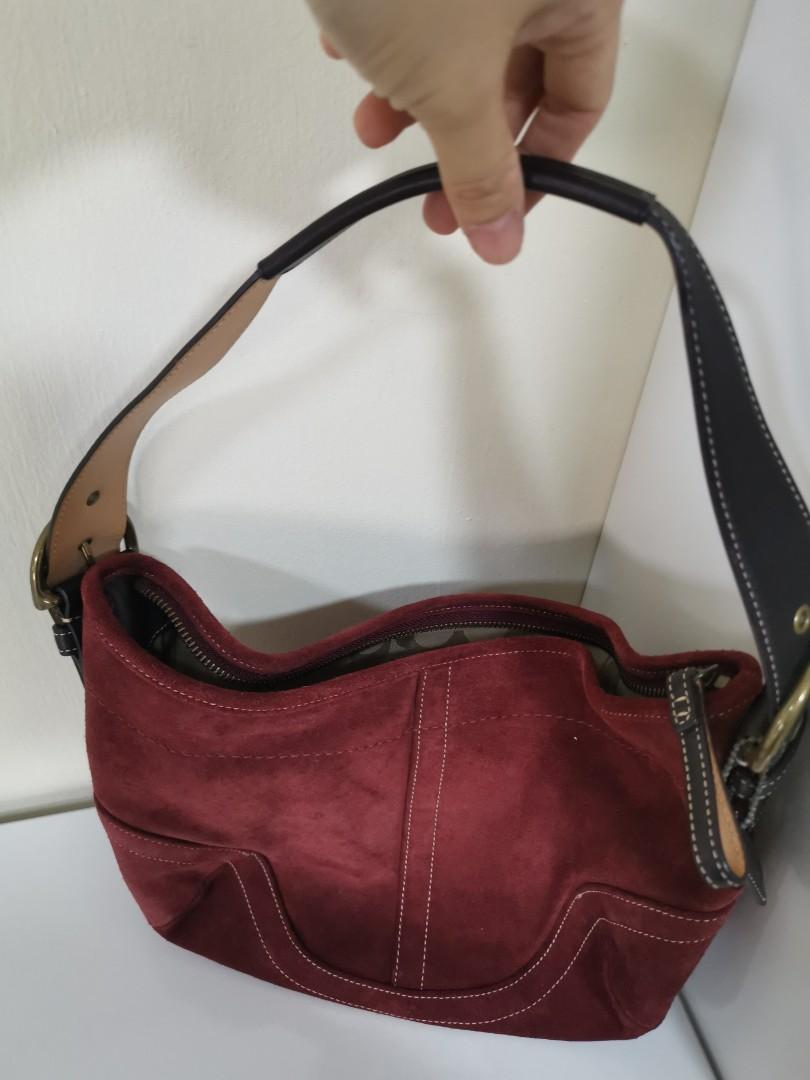 Red suede on sale hobo bag