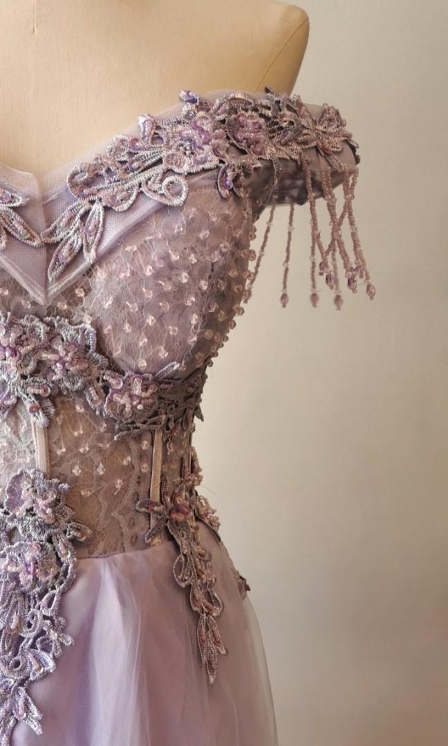 purple evening dress