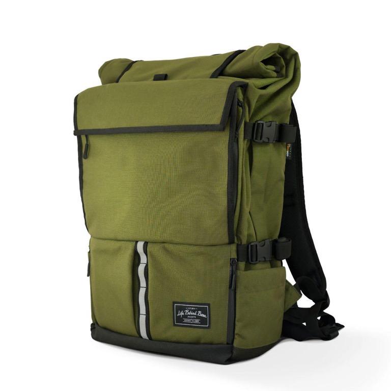 Life Behind Bars Peloton Rolltop Backpack Olive Green Men s