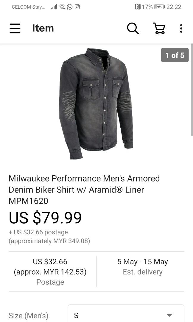 Milwaukee performance men's denim biker shirt shop with aramid