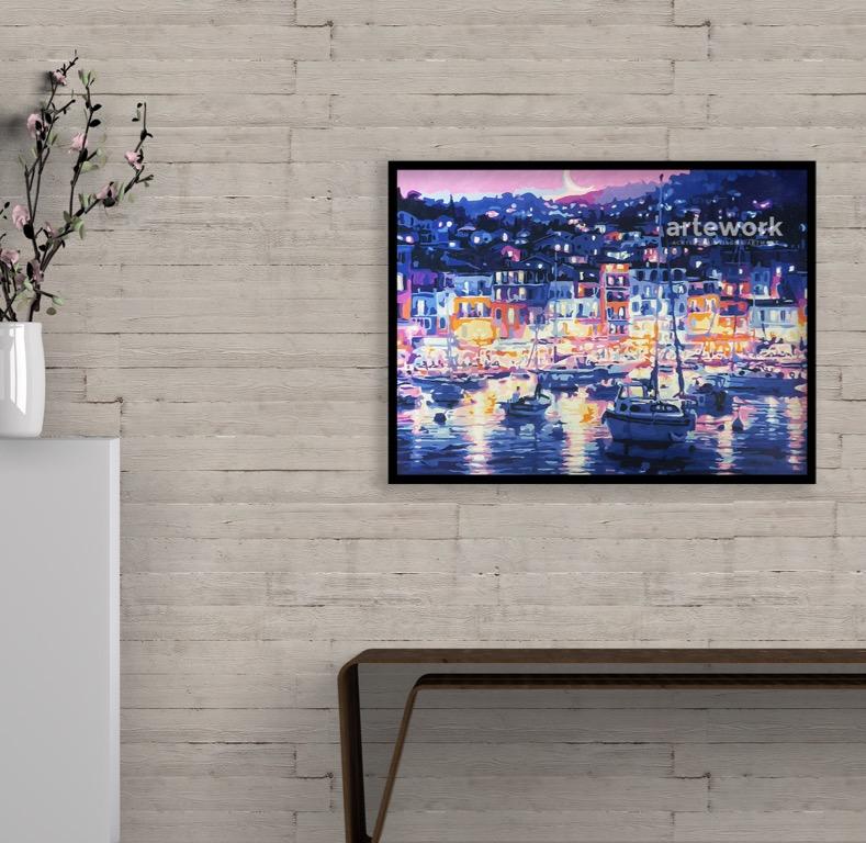 Night Sky Moon Acrylic Painting Design Craft Artwork On Carousell