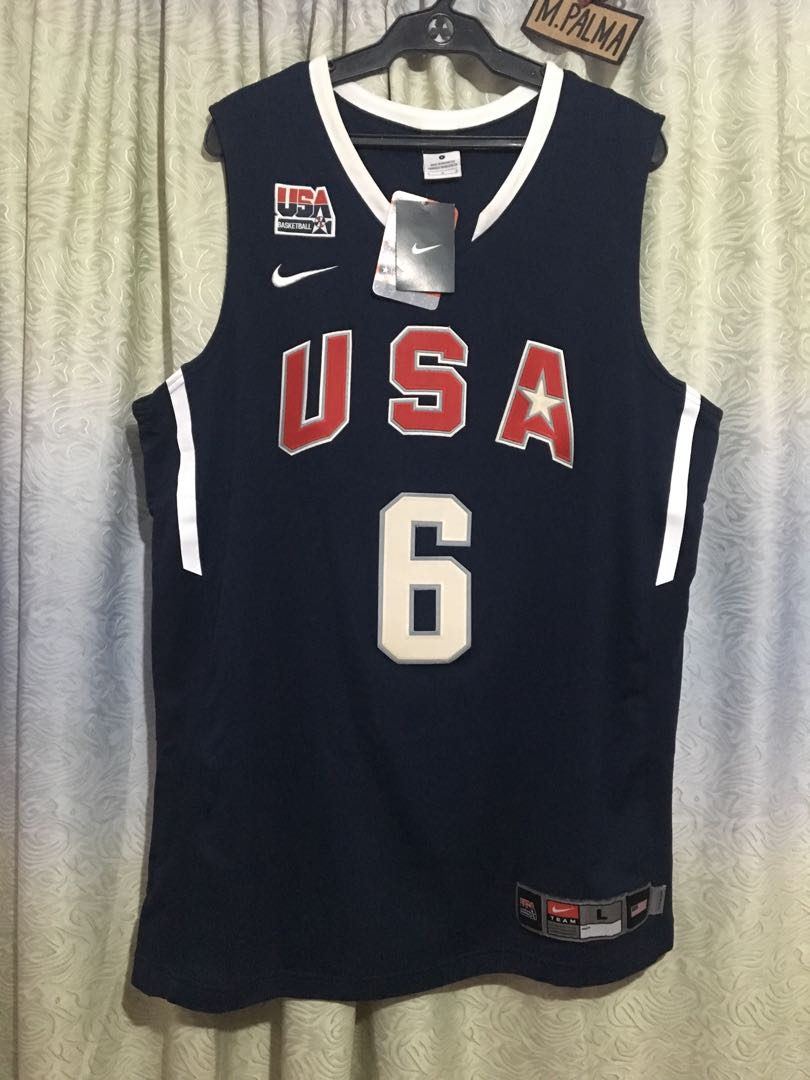 Nike Basketball Jersey Usa W/ American Flag Patch James #6
