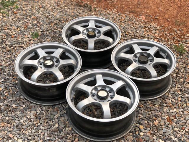 Rim Te37 14 second hand kancil kelisa kenari, Auto Accessories on Carousell