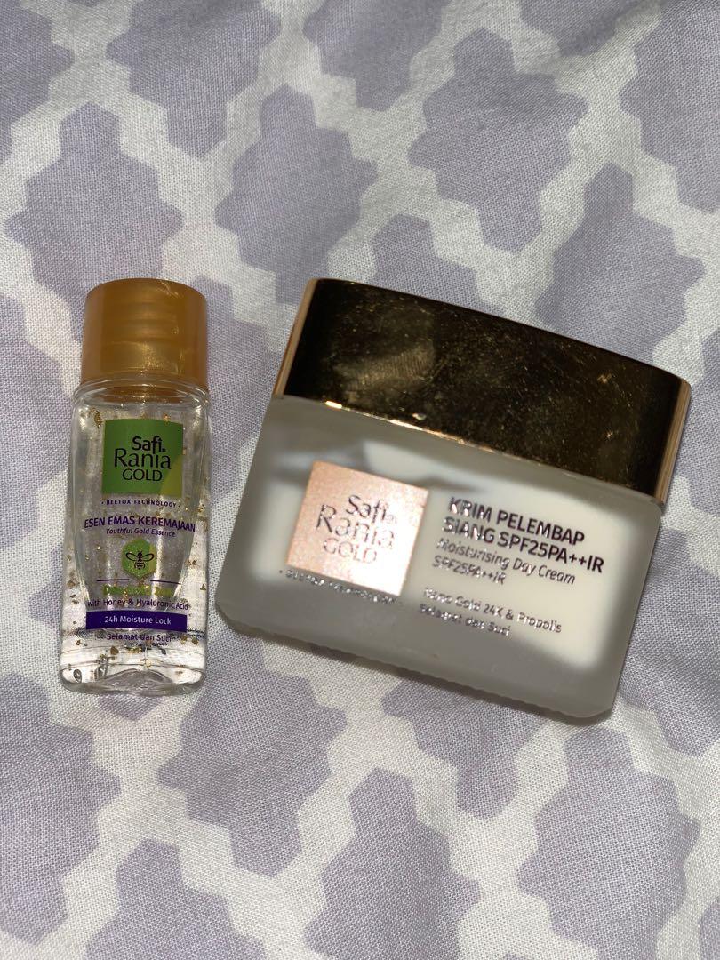 Safi Rania Gold Krim Pelembap Siang 40g Free Esen Emas Keremajaan 15ml Mfg 10 19 Health Beauty Skin Bath Body On Carousell
