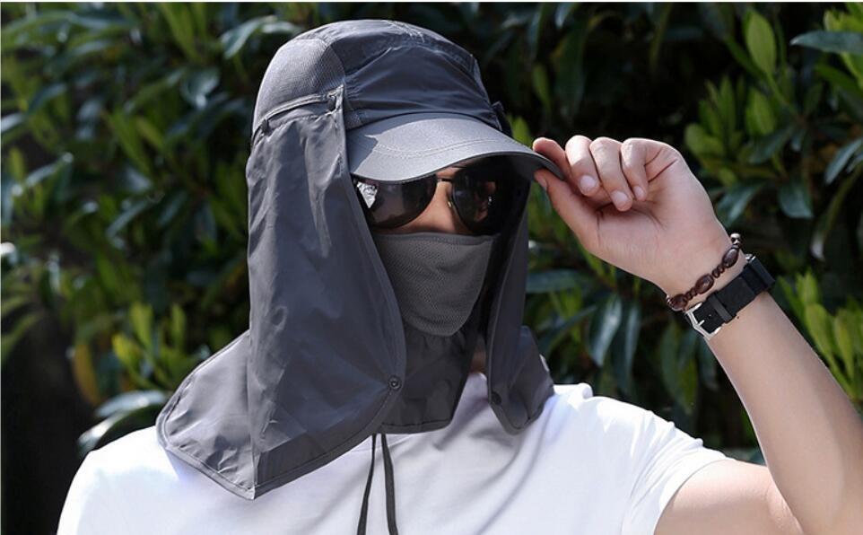 Fishing Hat Men with Windproof Strap Neck and Face Cover Sun Protective Men