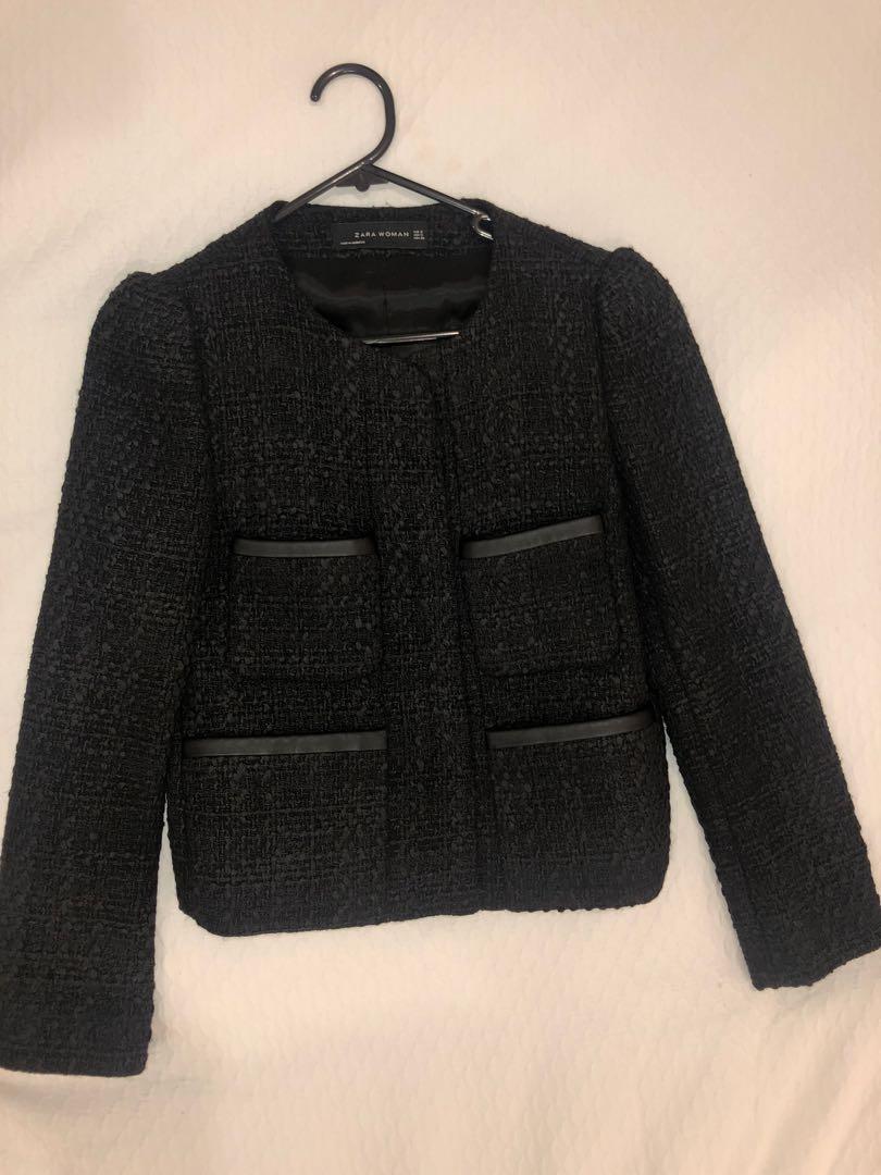 zara black tweed jacket