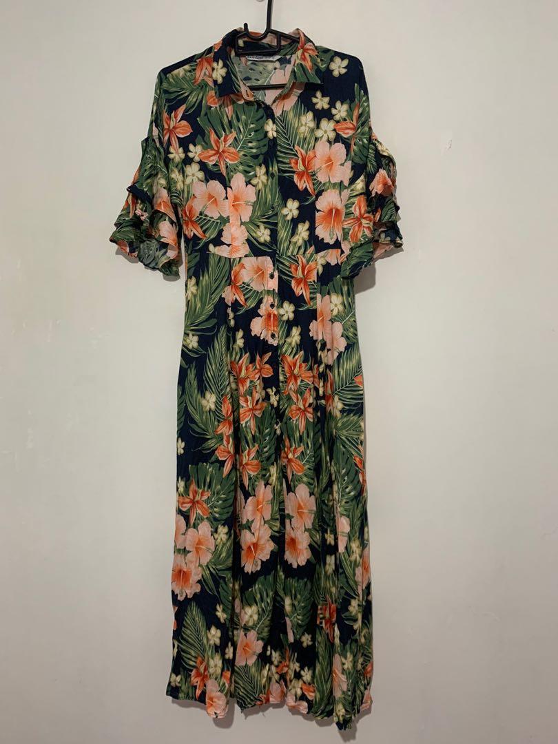 zara floral maxi dress
