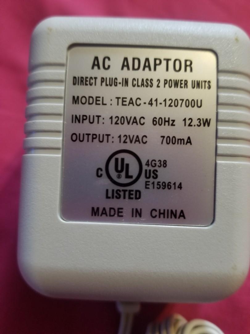 Ac adaptor 12volts 700mA (Category: Chargers) located in Dasmarinas. Submitted by d.lelis (Listing ID 1003089724, Image 2). Description: Ac adaptor universal use for replacement 110volts 120 volts output 12 volts 700 ma.