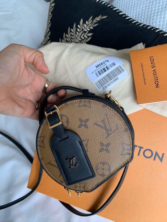 Louis Vuitton Black Leather Petite Boite Chapeau Vintage Stickers Bag