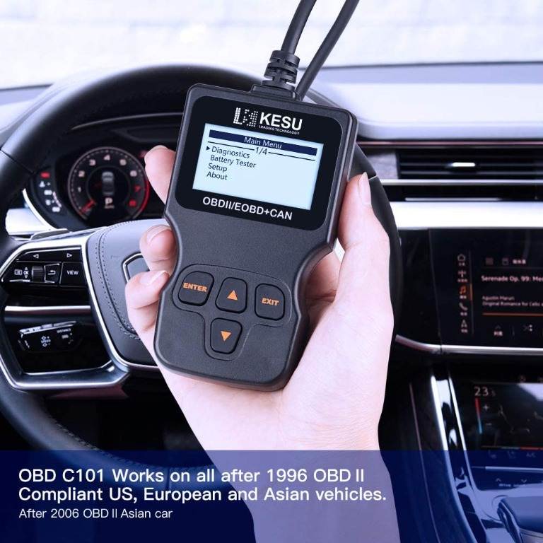 B029 Kesu Universal Obd2 Scanner C101 Car Engine Fault Code Reader Can Diagnostic Scan Tool For All Obdii Protocol Cars Since 1996 Black Electronics Others On Carousell