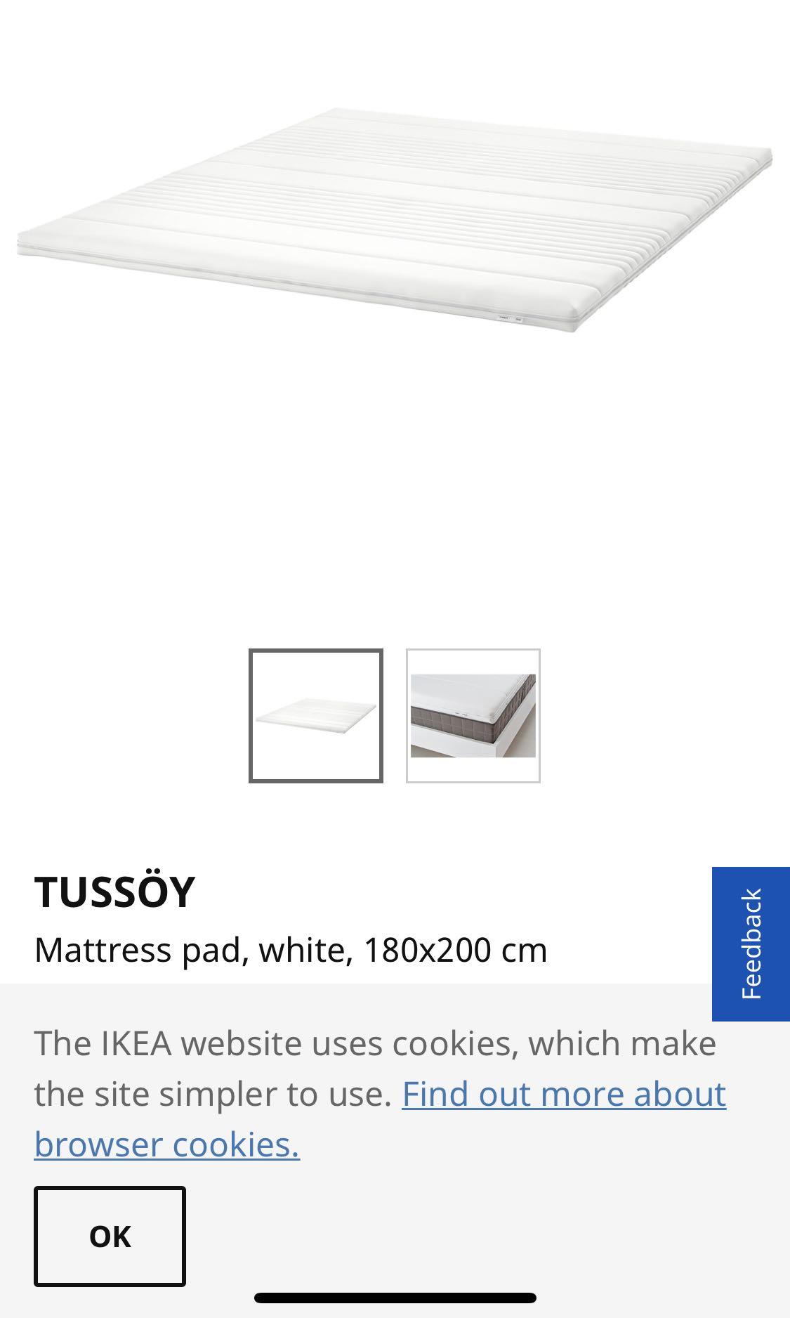 ikea tussoy mattress topper queen size furniture beds mattresses on carousell