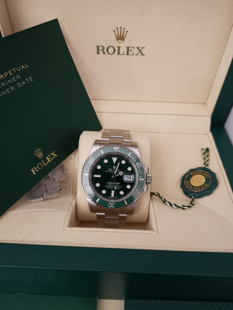 Rolex Green Hulk Submariner 116610LV, Luxury, Watches on Carousell