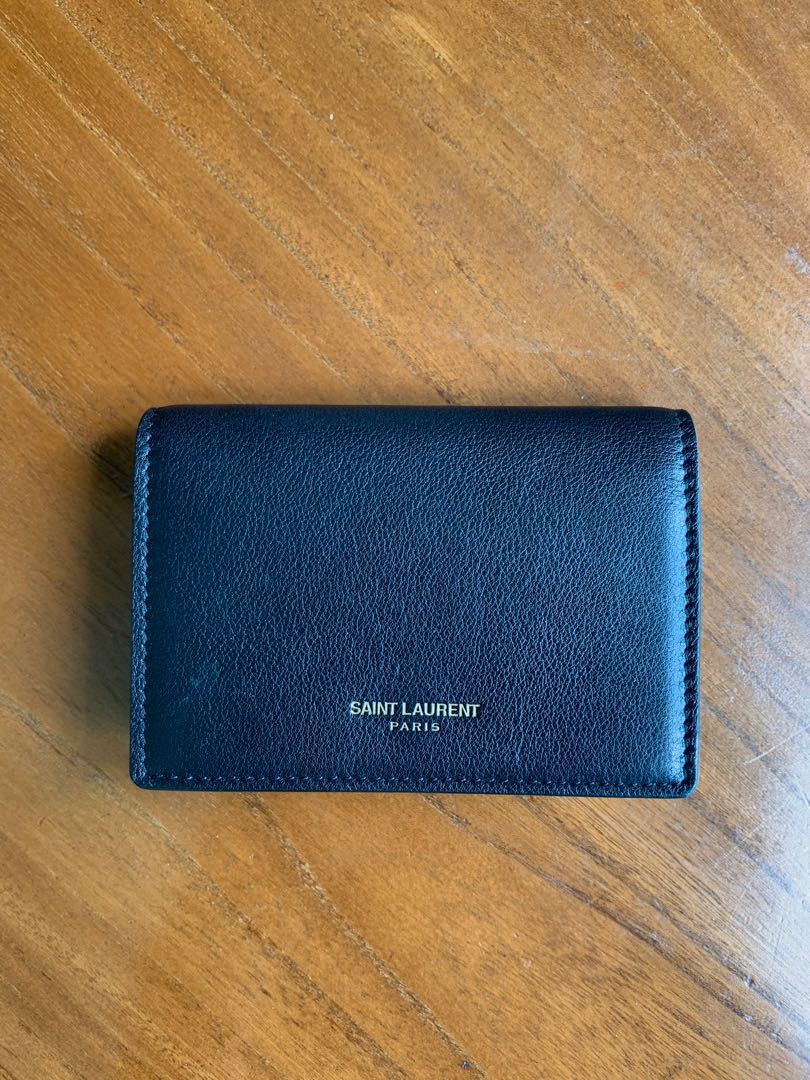 Saint Laurent BUSINESS CARD CASE IN GRAIN DE POUDRE EMBOSSED LEATHER  (469338BTY7N1000)