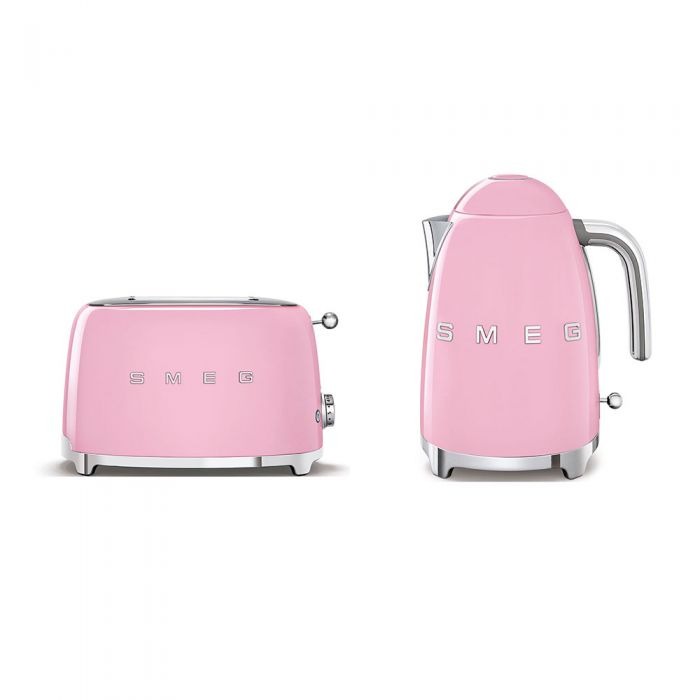 SMEG Breakfast Set (Kettle + Toaster) Pink, TV & Home Appliances