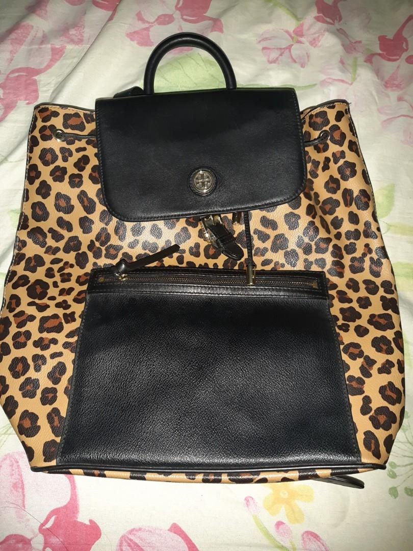 TORY BURCH LEOPARD PRINT BACKPACK, Luxury, Bags & Wallets on Carousell