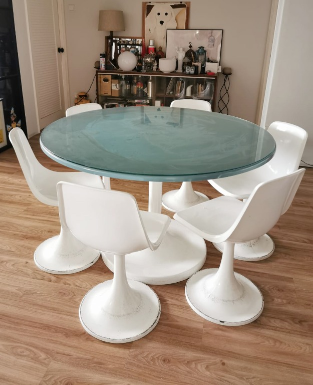 Vintage Tulip Dining Set, Furniture, Tables & Chairs on Carousell