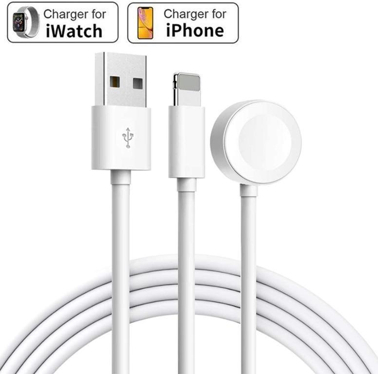 Wireless Charger For Apple Watch Magnetic Charging Cable 2 In 1 Watch Charging Cable Cord For Apple Watch Compatible For Apple Watch Series 5 4 3 2 1 For Iphone 11 Xr Xs X 8 7 3 3 Ft 1 0m White Electronics Others On