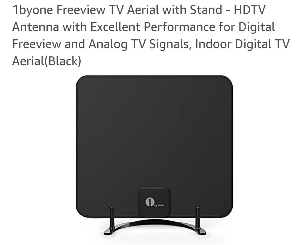1byone Freeview Tv Aerial With Stand Hdtv Antenna With Excellent Performance For Digital Freeview And Analog Tv Signals Indoor Digital Tv Aerial Black Electronics Others On Carousell