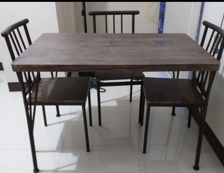 Repriced 4 Seater Dining Set Industrial Type Home Furniture Furniture Fixtures Tables Chairs On Carousell Get the best deals on industrial dining tables. carousell