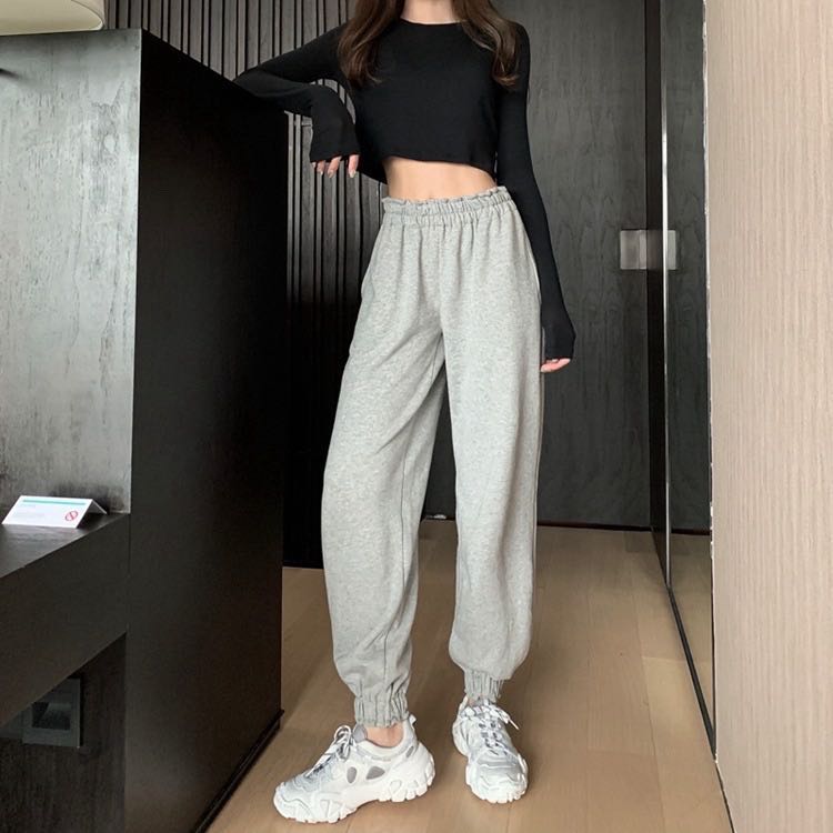 829 (3 COLOURS) grey / white / black rosa long sweatpants pants soft cotton  track pants casual high waisted baggy trousers ulzzang korean vintage retro  sweats, Women's Fashion, Bottoms, Other Bottoms on Carousell