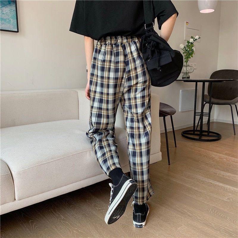 Checkered baggy trousers outlet