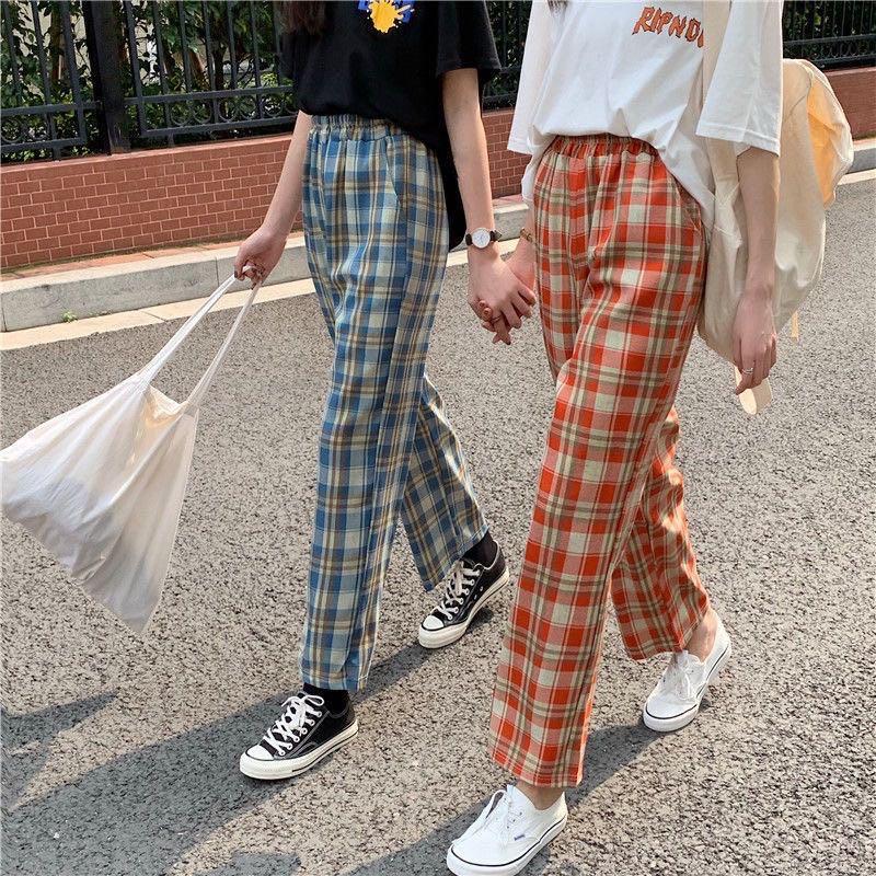 Light green plaid outlet pants