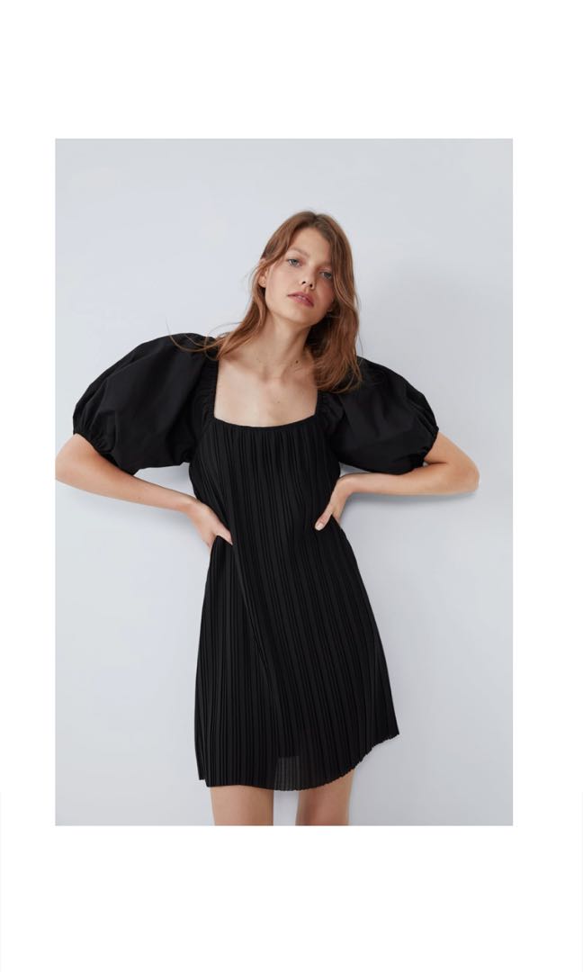 black puff sleeve dress zara