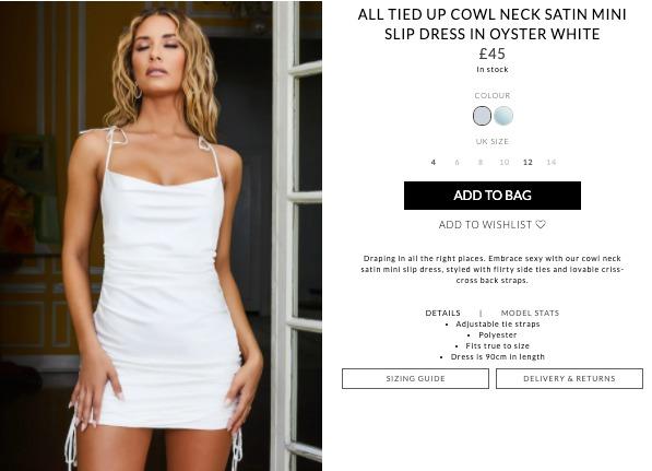 All Tied Up Cowl Neck Satin Mini Slip Dress