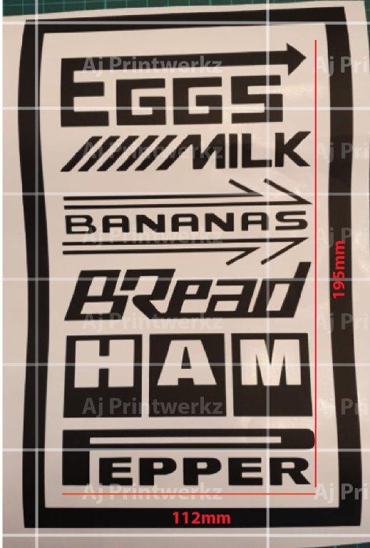 Eggs Milk Bread Ham Pepper sticker, Car Accessories, Accessories on