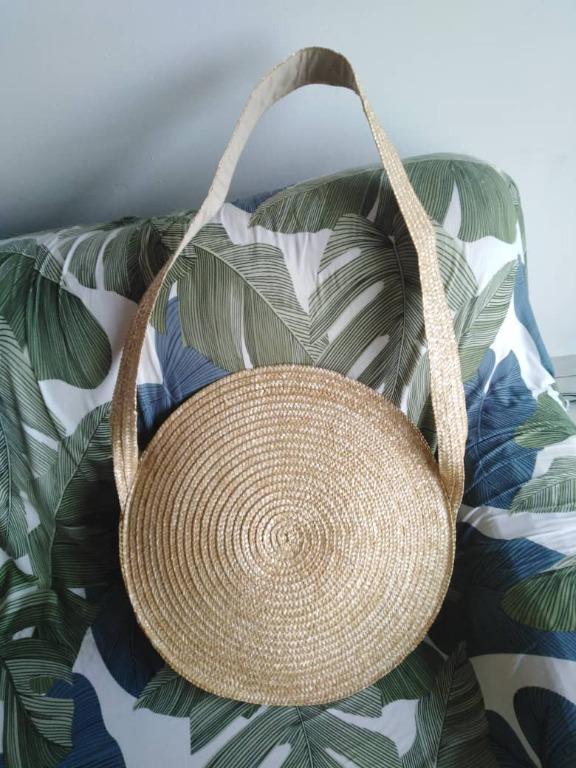 large round rattan bag