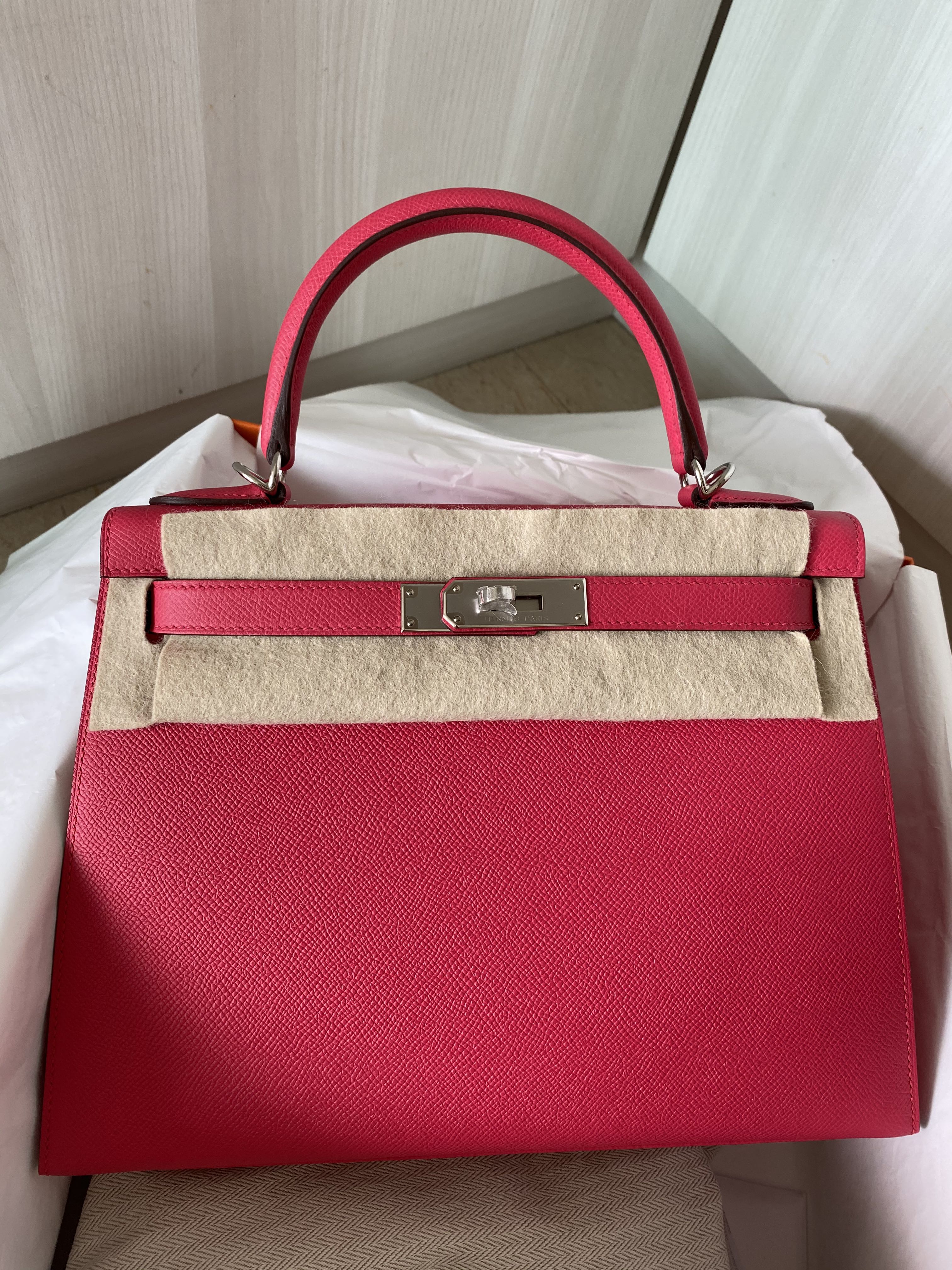 2020 Mint Hermes Kelly 28 Epsom Sellier Pink Rose Extreme Palladium Bag  Strap