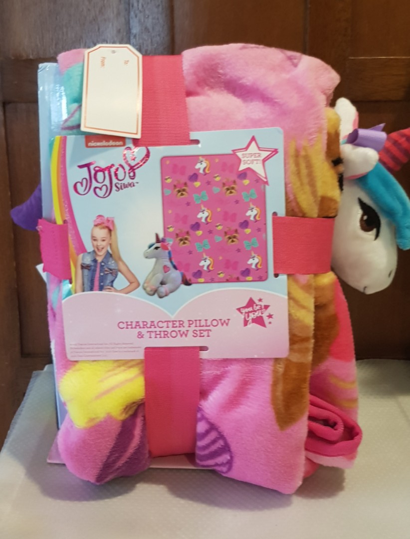 Jojo Siwa Unicorn pillow & throw blanket, Babies & Kids, Bathing