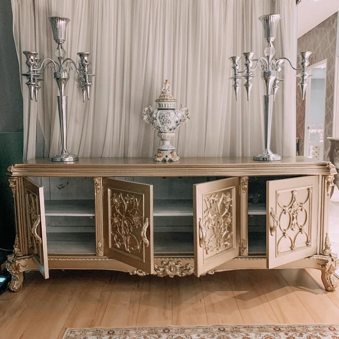 Large Rose Gold TV Console Versailles Rococco French, Furniture & Home