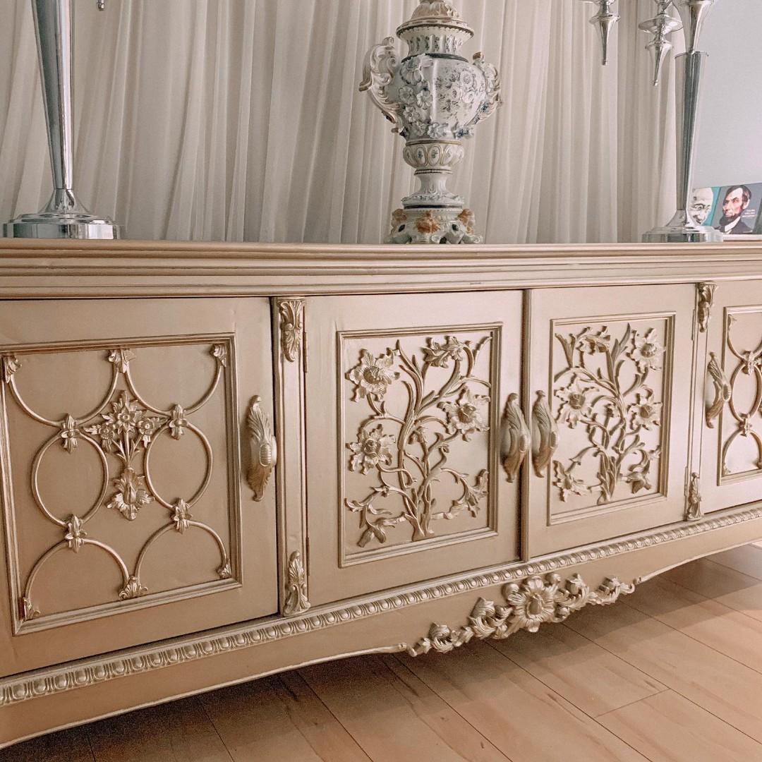 Large Rose Gold TV Console Versailles Rococco French, Furniture & Home