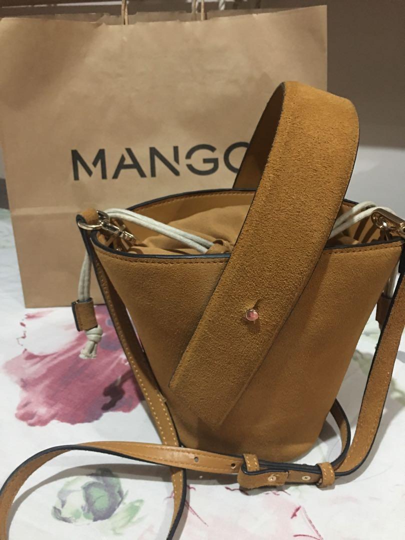 Mango Mustard Suede Bucket Bag Women s Fashion Bags Wallets