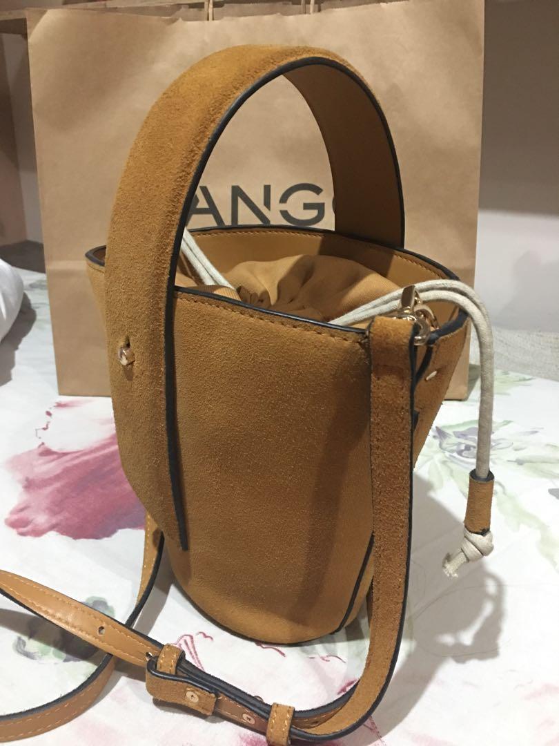 Mango Mustard Suede Bucket Bag Women s Fashion Bags Wallets