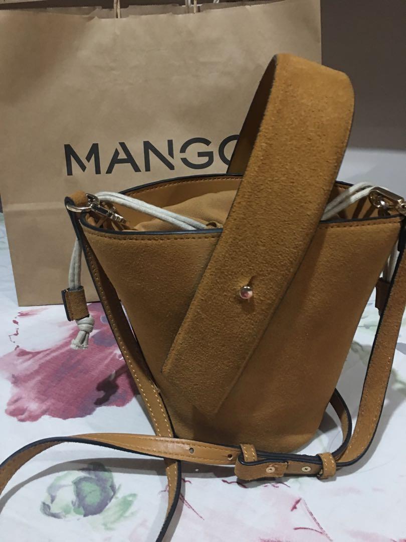 Mango Mustard Suede Bucket Bag Women s Fashion Bags Wallets
